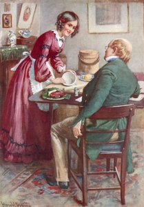 Ruth Pinch hace un Pudín de Harold Copping