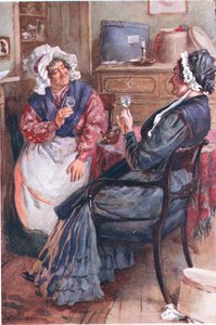 Sarah Gamp y Betsey Prig, ilustraciones para Bocetos de personajes de Dickens compilados por B.W. Matz, 1924 de Harold Copping