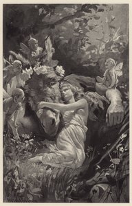 Duerme, entonces, dijo la Reina, y te envolveré en mis brazos, ¡oh, cómo te amo! ¡cómo te adoro! de Harold Copping