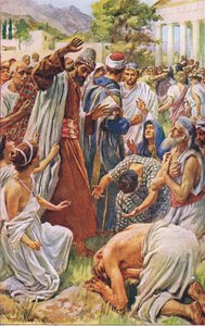San Pablo en Listra, ilustración de Harold Copping Pictures: The Crown Series, c.1920s de Harold Copping