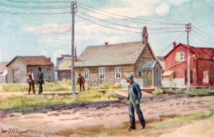 La Iglesia de la Cabaña de Troncos, Lloydminster de Harold Copping