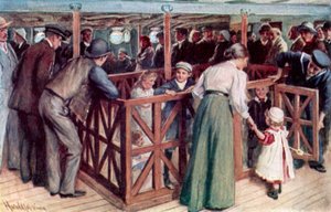 El arenero de los niños entre cubiertas en el SS Empress of Britain