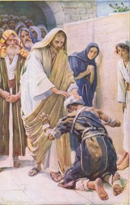La curación del leproso, ilustración de Harold Copping Pictures: The Crown Series, c.1920s de Harold Copping