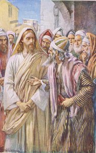 La pregunta de los saduceos, ilustración de Harold Copping Pictures: The Crown Series, c.1920s de Harold Copping