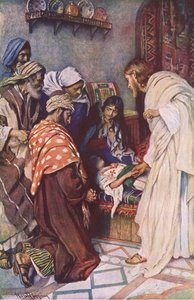 La resurrección de la hija de Jairo, ilustración de Harold Copping Pictures: The Crown Series, c.1920s