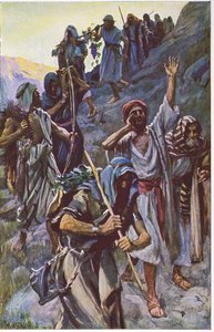 El regreso de los espías, ilustración de Imágenes que Enseñan La Serie de la Corona, 1920 de Harold Copping