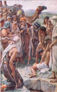 La venta de José, ilustración de Pictures That Teach The Crown Series, 1920 de Harold Copping