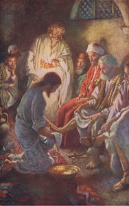 Lavando los pies de los discípulos, ilustración de Harold Copping Pictures: The Crown Series, c.1920s de Harold Copping