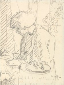 Una niña escribiendo de Harold Gilman