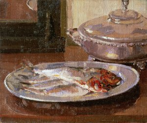 Pescado en un plato de Harold Gilman