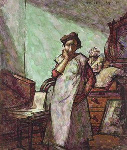 Interior con la Sra. Mounter en un Delantal de Harold Gilman
