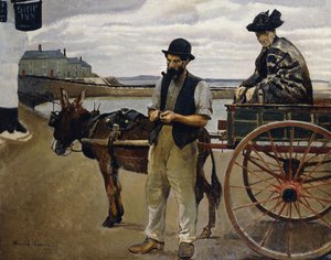 Hombre con una mujer en un carro de Harold Harvey