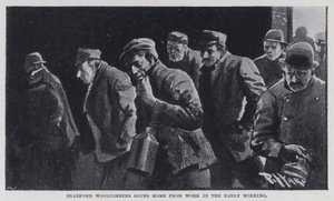 Peinadores de lana de Bradford volviendo a casa del trabajo en la madrugada