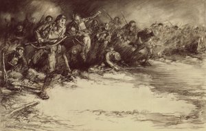Contraataque, c.1918 (lápiz sobre papel) de Harold James Mowat