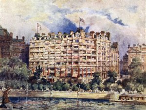 La fachada del río del Hotel Savoy en 1889