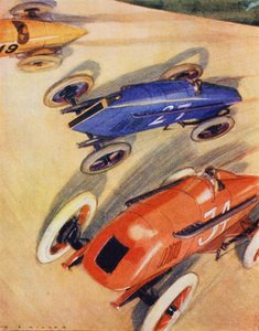 En la pista de carreras (litografía en color) de Harold Robert Millar