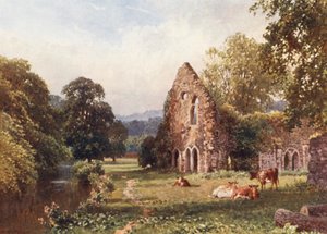 Abadía de Waverley, cerca de Farnham (litografía en color)