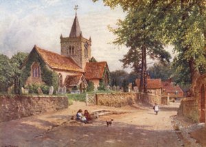 Iglesia de Witley (litografía en color) de Harold Sutton Palmer