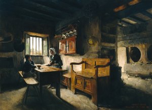 Interior de granja Bretaña (aceite)