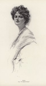 Un personaje, Sylvia, de la novela, The Opened Shutters, de Clara Louise Burnham