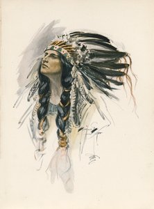 La canción de Hiawatha de Longfellow (litografía en color)