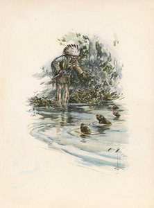 La canción de Hiawatha de Longfellow (litografía en color)