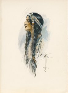 La canción de Hiawatha de Longfellow (litografía en color) de Harrison Fisher