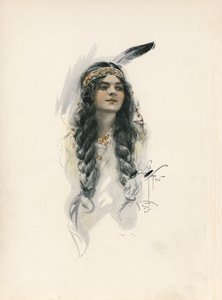 La canción de Hiawatha de Longfellow (litografía en color)