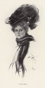 Retrato de una mujer con un gran sombrero