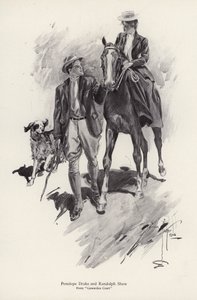 Dos personajes, Penelope Drake y Randolph Shaw de la novela, Cowardice Court, de George Barr McCutcheon de Harrison Fisher