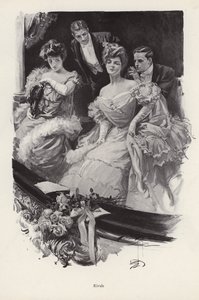 Dos mujeres en un palco del teatro compitiendo por la atención masculina de Harrison Fisher