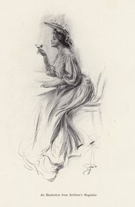 Mujer con una bebida de Harrison Fisher