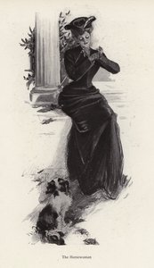 Joven mujer y su perro esperando para montar a caballo de Harrison Fisher