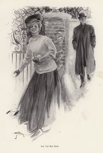 Joven mujer esperando para lanzar bolas de nieve a un hombre
