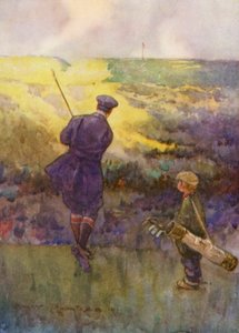 Campos de golf: Deal, jugando en el "Sandy Parlour" (litografía en color)