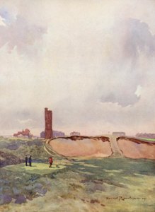 Campos de golf: Littlestone the carry from the seventeenth tee (litografía en color)