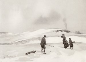 Campos de golf: Skegness, segundo golpe en el hoyo 9 (litografía) de Harry (1878 1950) Rountree