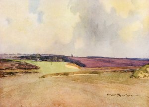 Campos de golf: Walton Heath, segundo golpe en el séptimo hoyo (litografía en color)