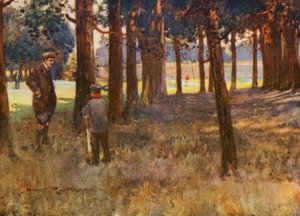 Campos de golf: Mildenhall, el resultado de un mal corte en la sexta (litografía en color) de Harry (1878 1950) Rountree