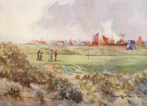Campos de golf: Rye, el decimoquinto green (litografía en color)