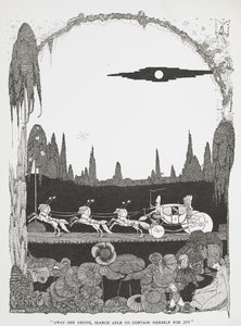 "Se alejó, sin poder contener su alegría". Ilustración para el cuento "Cenicienta o el zapatito de cristal". de Harry Clarke