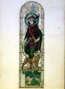 Diseño para una ventana de luz única con la figura de San Huberto