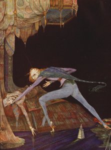 Edgar Allan Poe: He shrieked once, once only (litografía en color) de Harry Clarke