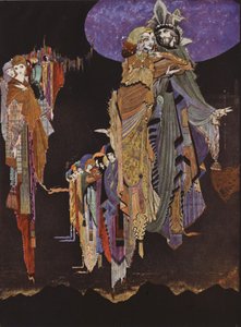 Edgard Allan Poe: El coloquio de Monos y Una (litografía en color) de Harry Clarke