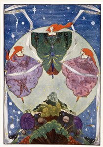 Hadas: "Bailaban con chales tejidos de niebla y luz de luna": La colina de los elfos - en "Cuentos de hadas" de Hans Christian Andersen, ilustrado por Harry Clarke de Harry Clarke