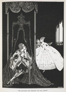 "Pensó que la princesa era su reina". Ilustración para el cuento "Piel de asno".