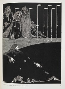 "Les vi formar las sílabas de mi nombre". Ilustración para el cuento "El pozo y el péndulo". de Harry Clarke