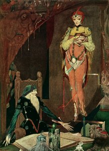 "¿Hay algo en mi pobre poder para servirte?", ilustración de Faust de Goethe, traducida por John Anster de Harry Clarke