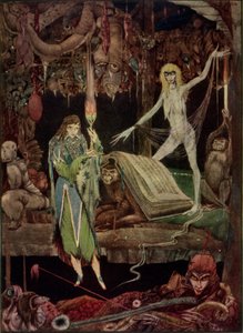 "Creo que un millón de tontos en el coro / están delirando y nunca se cansarán", ilustración de Faust de Goethe, traducida por John Anster