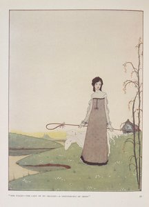 "Ella camina- la dama de mi deleite- una pastora de ovejas." Ilustración de La pastora, de Alice Meynell. de Harry Clarke